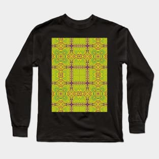 Greens and Purple Box Pattern - WelshDesignsTP004 Long Sleeve T-Shirt